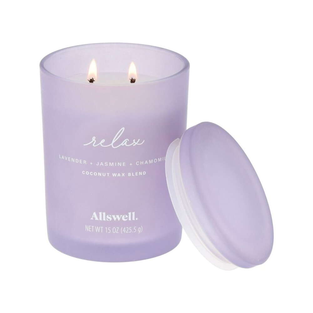 Relax (Lavender + Jasmine + Chamomile) Scented 2-Wick Spa Jar Candle – 15 oz